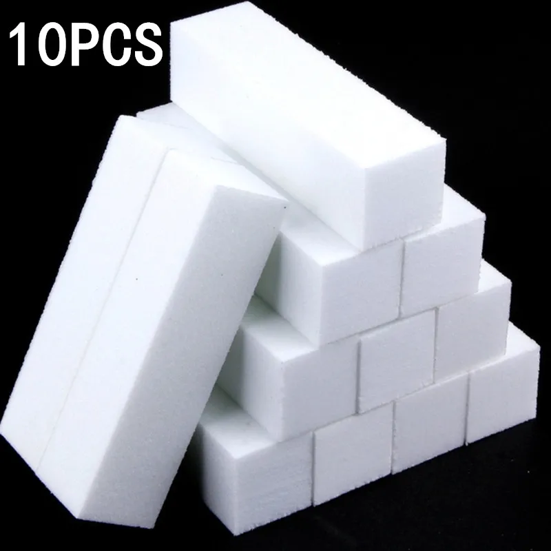 

10Pcs White Professional Nail Buffer Polisher Block Set Manicure Pedicure Files Sanding Polishing Sponge Nail Art Tools