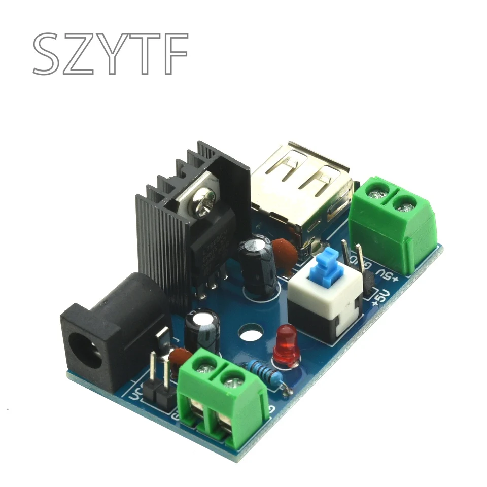 7-15V To 5V Power Module 9V To 5V 12V To 5V L7805/L7812CV  Heat Sink With Switch