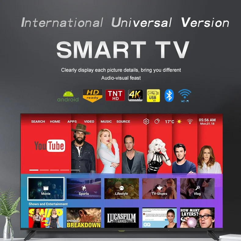 Full Screen Frameless Led Tv 43 Inch English Neutral Smart Tv 4K Smart Network LCD TV