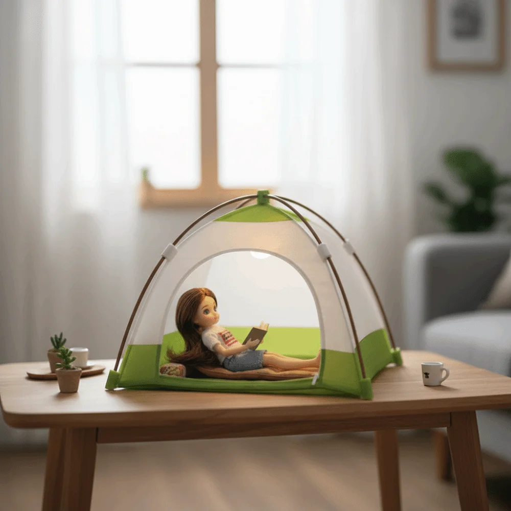 1:12 Schaal Camping Tent Model Oxford Doek Decoratie Gesimuleerde Outdoor Tent Ornament Ob11 Pop Pop Kleine Tent Foto Props