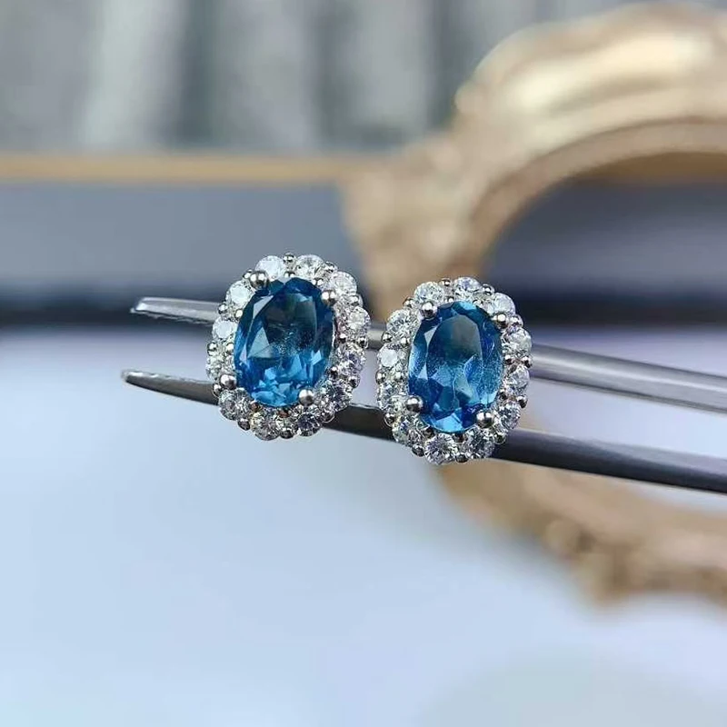 

Серьги-гвоздики из серебра 925 пробы с натуральным топазом, 5 мм, класс VVS, ювелирные изделия из натурального топаза