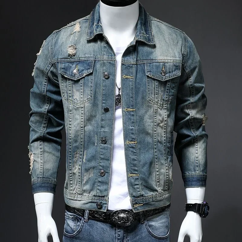 

2023 Spring and Autumn New Fashion Trend Retro Large Size Coat Men's Casual Loose Comfortable High Quality Denim Jacket