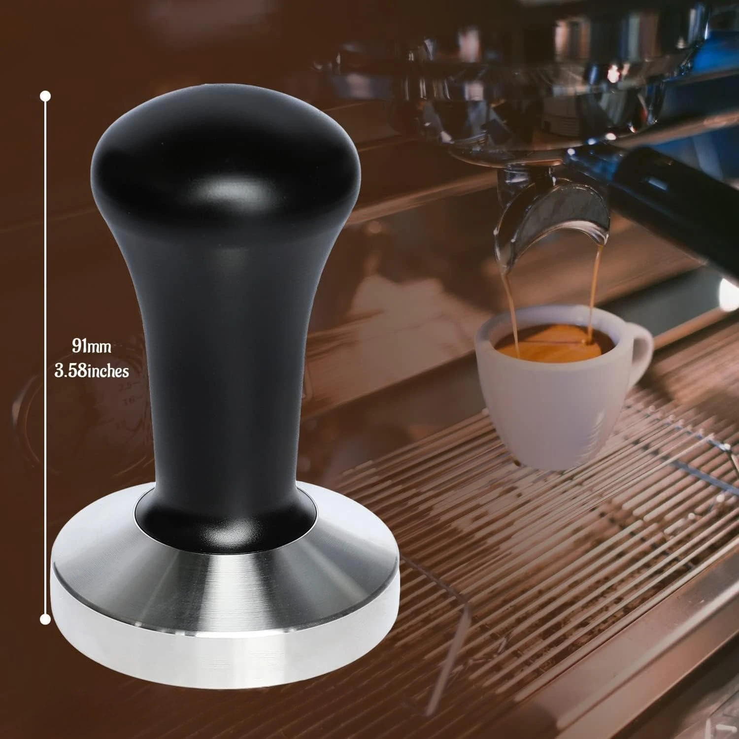 51/ 53/58mm Schwarz Kaffee Hand Tamper Edelstahl Basis Professionelle Espresso Presse für Kaffeemaschine Barista Werkzeug – Detail 6