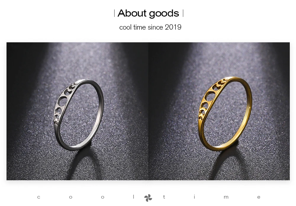 COOLTIME Mondphasenring für Damen, Edelstahl, minimalistisch, Paarringe, Schmuck, Jahrestagsgeschenk, 2026, neu im Großhandel – Detail 3