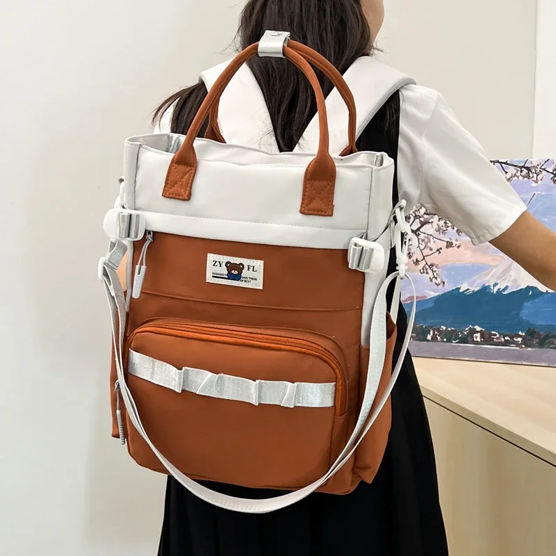 Canvas Nylon Color Contrast Practical School Bag Large Capacity Handbag All-match Crossbody Bag 2024 Hot Sale Bags for Women