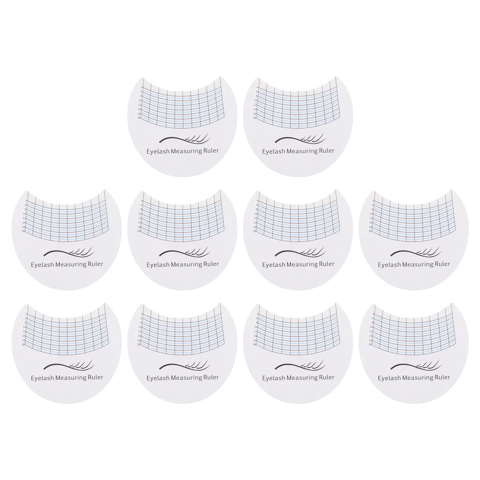 10pcs Eyelash Extension Ruler Eyelash Measuring Card Lash Length and Curl Measurement Tool for Lash Artists and Technicians