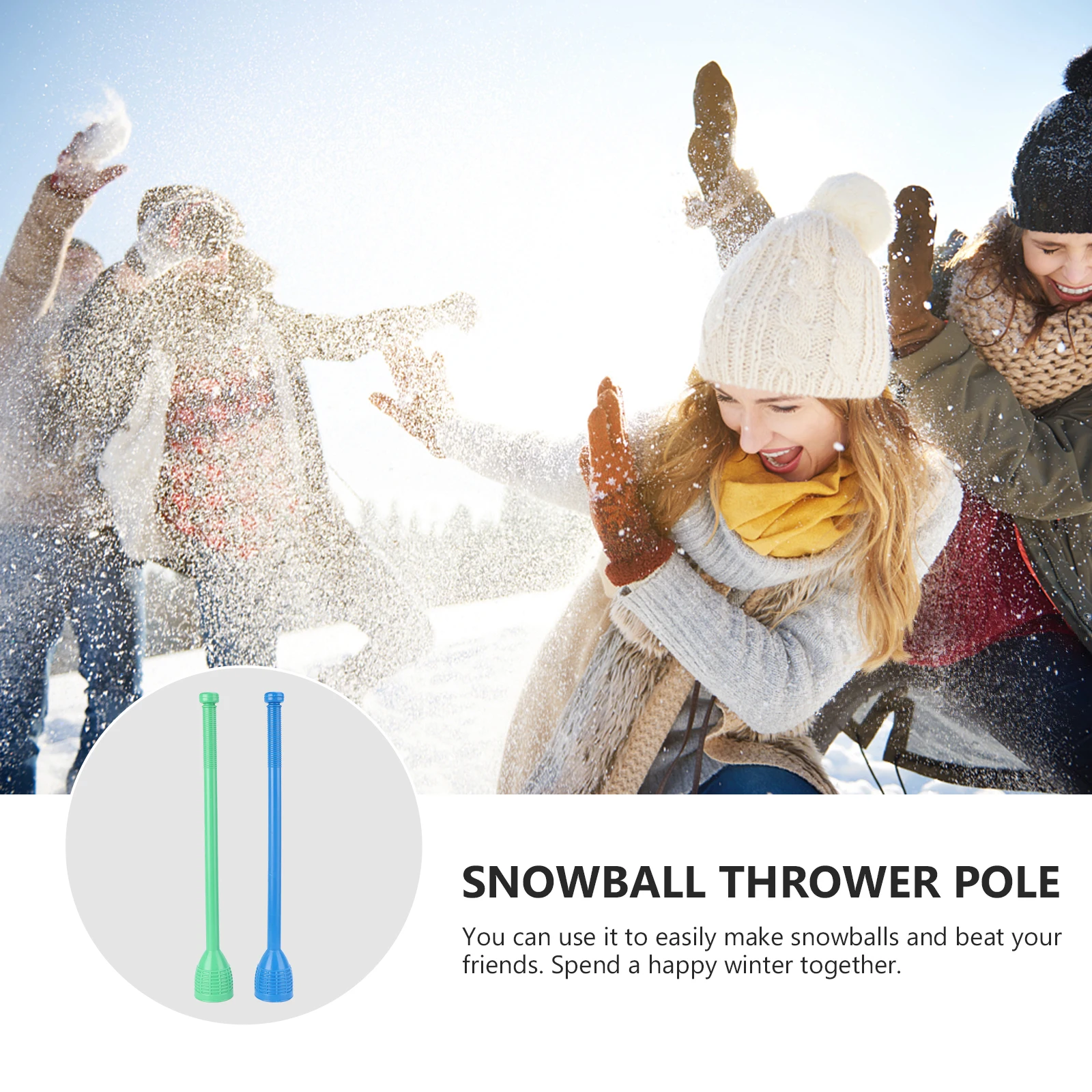 

2 Pcs Snowball Stick Toys for Kids Outdoor Toddler with Thrower Plastic Launcher