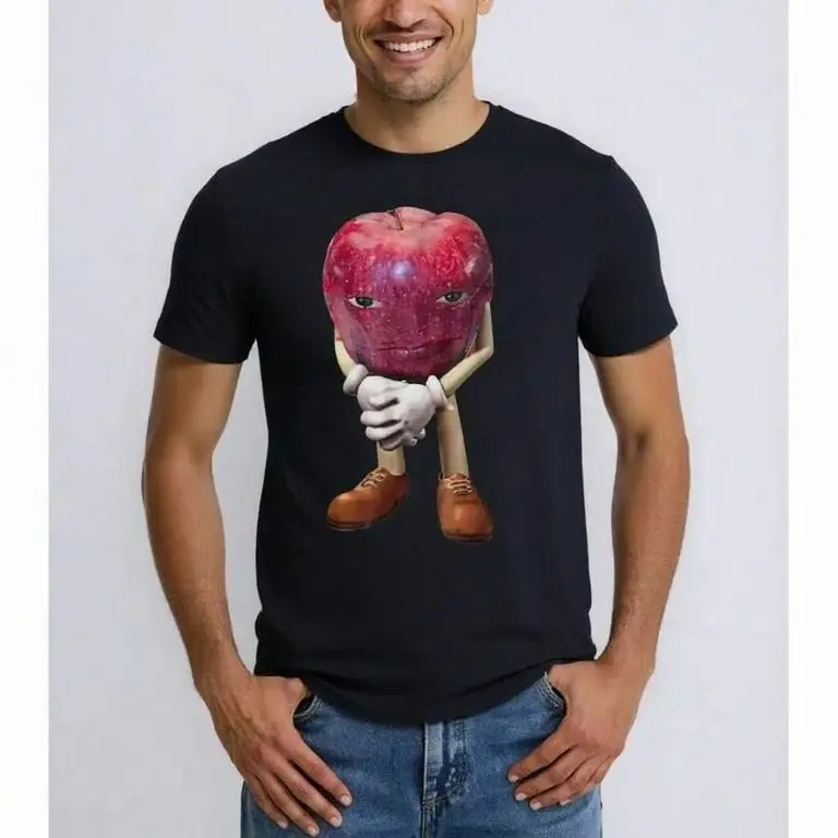 مضحك أبل محاكاة ساخرة طباعة نمط القطن الخالص قصيرة الأكمام فضفاضة ومريحة قصيرة الأكمام للرجال والنساء