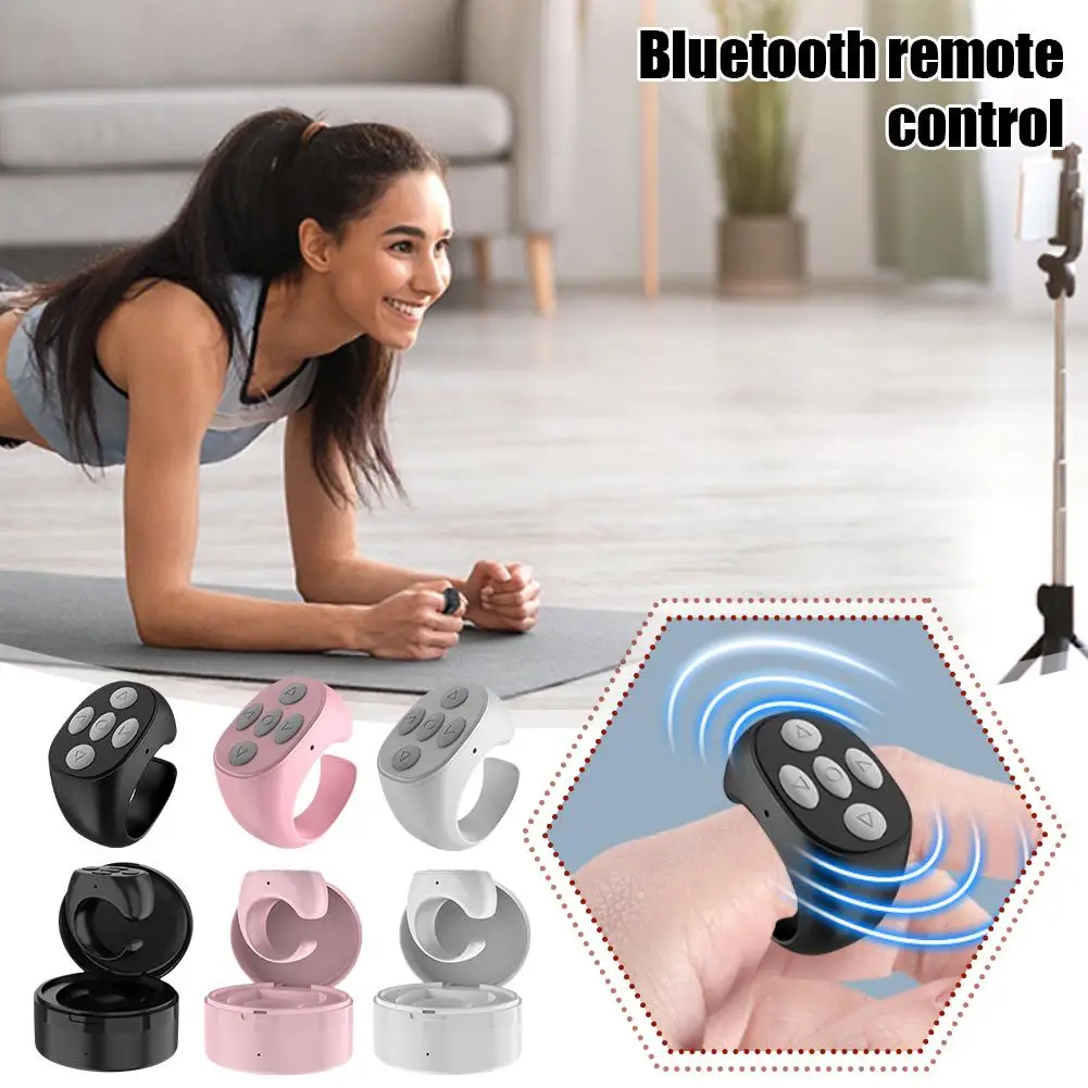 Portable Wireless Bluetooth-compatible Remote Control Selfie Fingertip Controller Automatic Page Browsing For Phone Z4I2