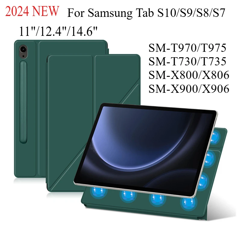 Magnetic Case for Samsung Galaxy Tab S10 Ultra 14.6 S9+FE S8 Plus 12.4 S7 11 Tablet Cover SM-X900 X916 X800 X810 T730 T970 Cases