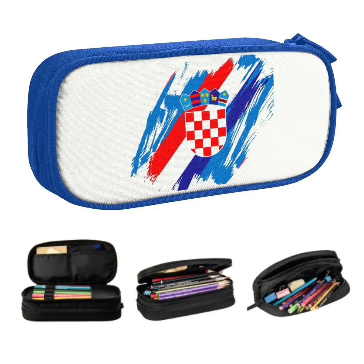 Custom Flag Of Croatia Pencil Cases for Girl Boy Large Capacity Croatian Patriotic Proud Pen Bag Box Stationery