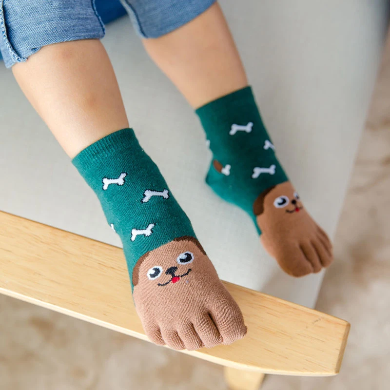 Animal Cartoon Five Fingers Sock Hosiery Toe Socks Toddler Kids Baby Girls Boys Winter Cotton Cute Socks