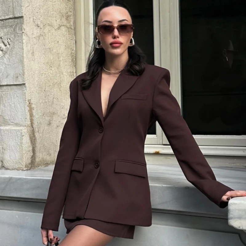 

Women Elegant Blazer Chic Slim Lapel Long Sleeve Jackets 2025 Spring V Neck Buttons Cinch Waist Women's Jacket Office Lady Coat