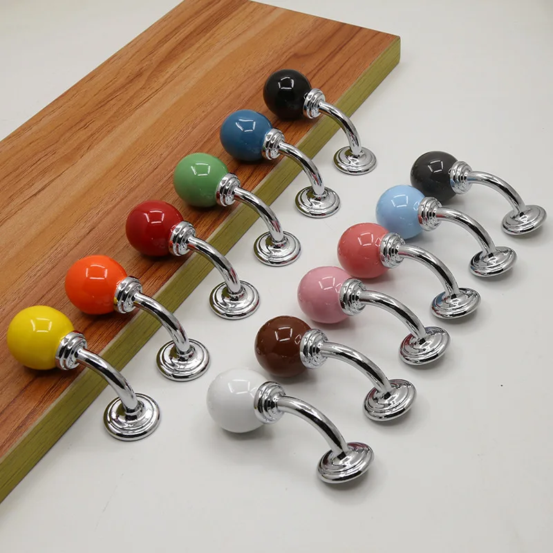 

Colorful Ceramic Drawer Handle Cabinet Hook Dual Use for Wardrobe Door