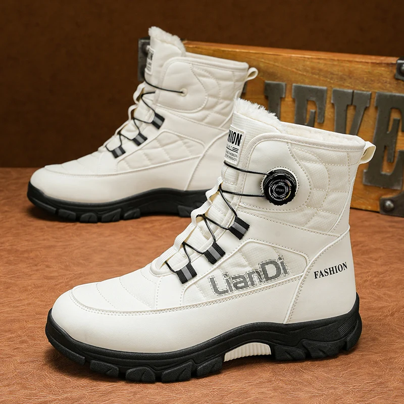 

Winter Fleece-Lined Warm High-Top Fashion Boots Korean Style Versatile Men's Boots Thickened Lightweight Cotton Shoes Trendy Outdoor Snow Boots