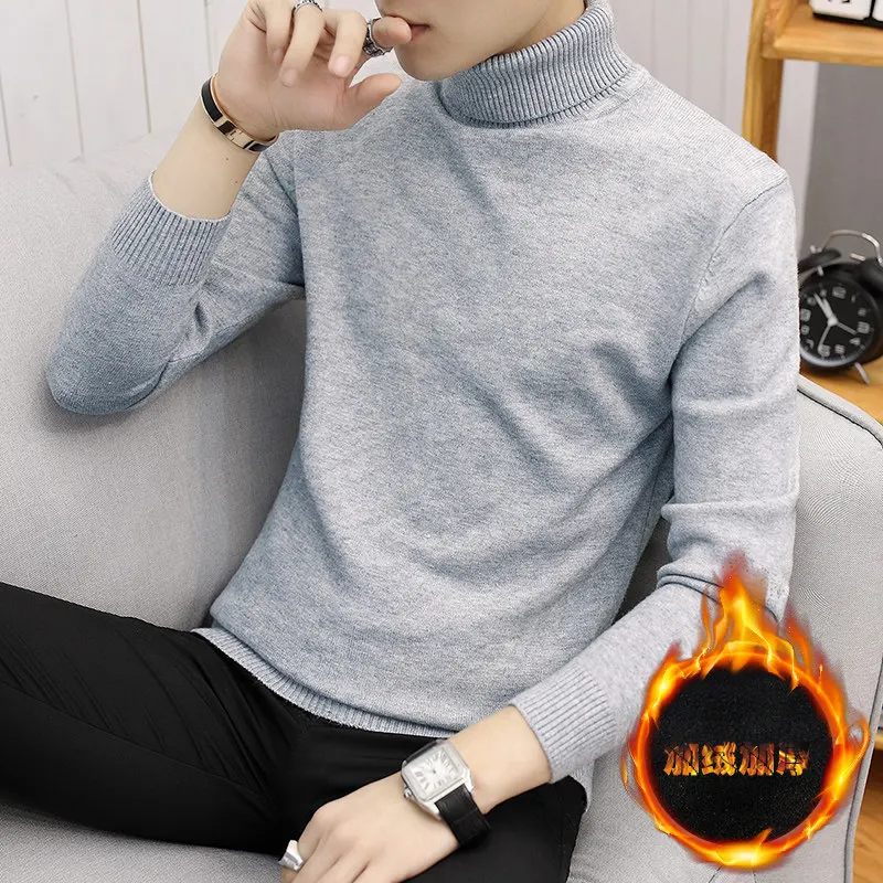 

Мужской свитер с флисовой подкладкой, повседневный, с длинным рукавом, из мягкой полиэстеровой смеси, комфортный крой, осенне-зимний, базовый стиль