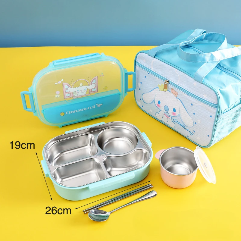 

Sanrio Cinnamoroll Cartoon Series New Portable Lunch Box 4 Compartments Food Storage Box Kids School Lunch Bag Picnic Bag