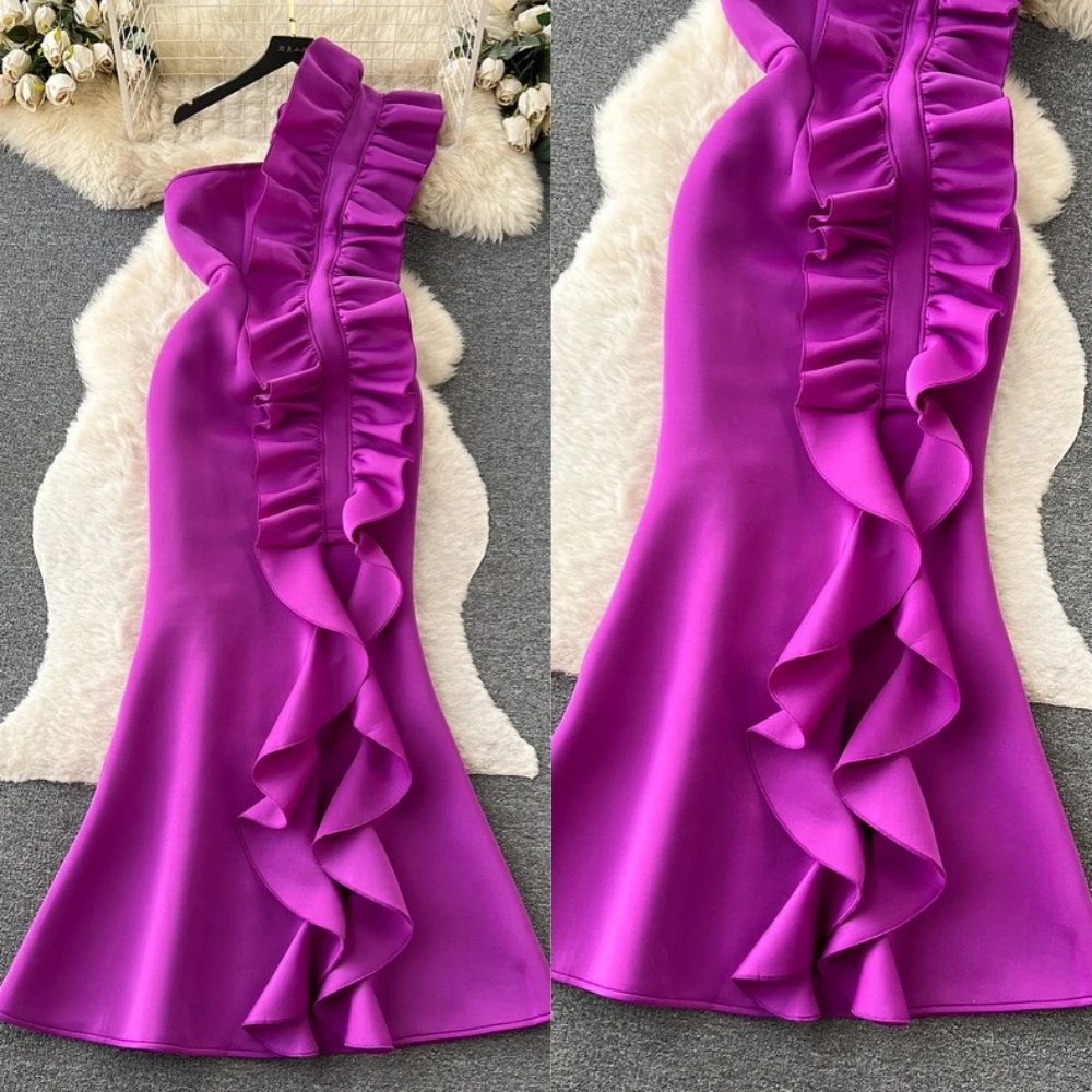 

Jiayigong Exquisite Prom Simple Elegant One-shoulder A-line Mermaid Evening Contoured Satin Custom