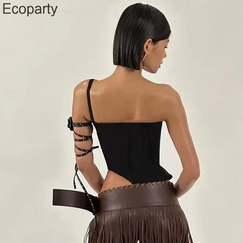 Women's Corset Top Sexy Navel Sleeveless Halter Backless Hanging Buckle T-shirt Tops Fashion Solid Color Suspenders Tops