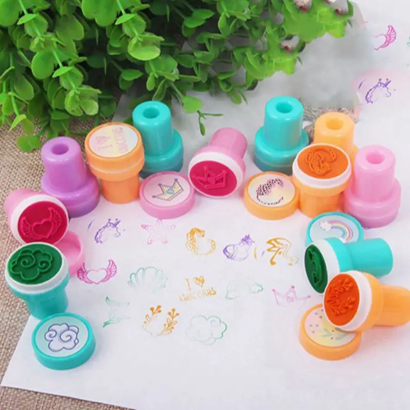 10/24Pcs Cute Animal Mermaid Unicorn Theme Self-ink Stamp Toy Kids Birthday Party Favors School Prizes Pinata Goodie Bag Filler