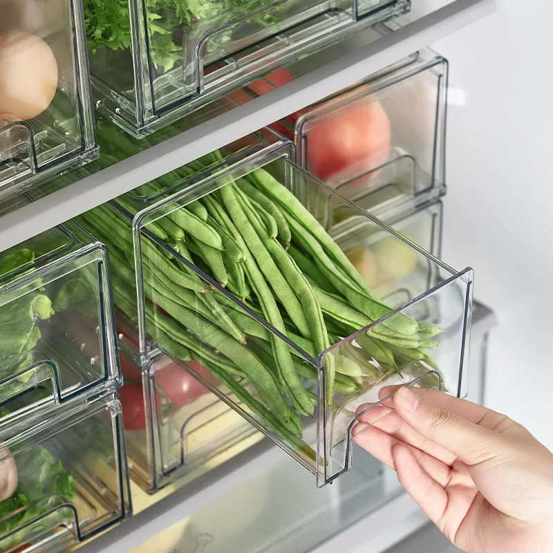 Kitchen Refrigerator Hanging Storage Box Transparent Drawer Crisper Special Food Grade Fruit and Vegetable Egg Type Storage Box