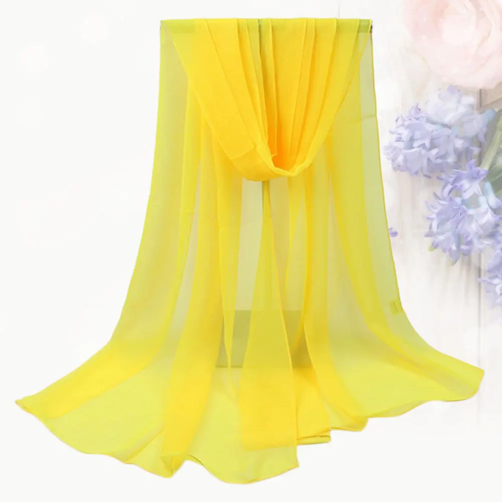 

Solid Color Scarf Sunscreen Lightweight Women Shawl Uv Protection Dual Scarf Beach Accessories Yellow 160X50Cm