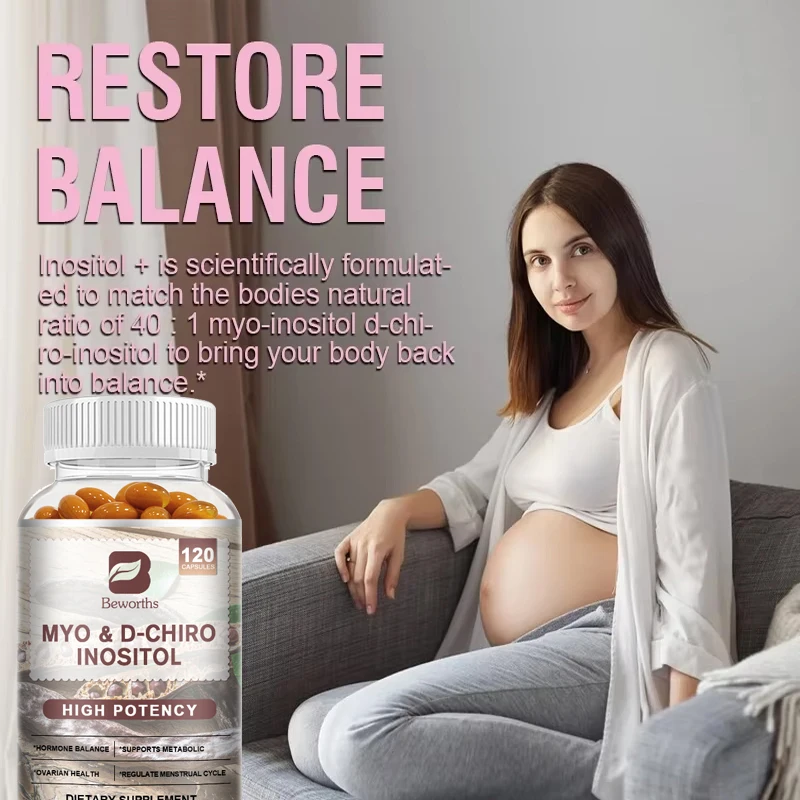 Beworths Myo-Inositol&D-Chiro Inositol Capsule for Women Reproductive Health Supports Ovarian & Fertility Health Hormone Balance