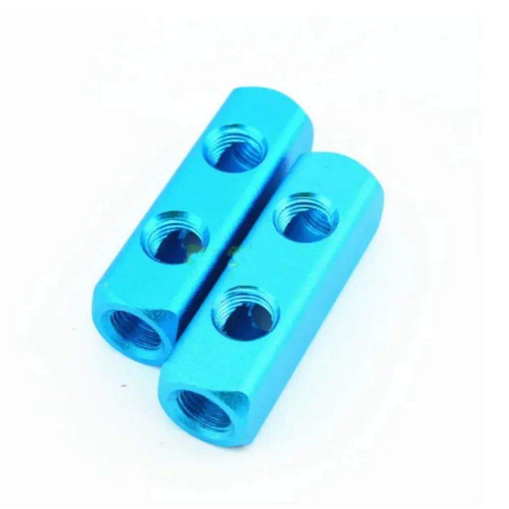 

2Pcs 1/4" Thread 5Port 2 Way Quick Connector Air Hose Manifold Block Splitter Blue