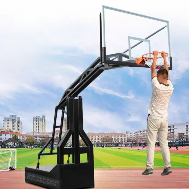 Imitation Hydraulic Black Basketball Goal Stand Pole Rack Adults Basket Ball Hoop Games Indoor Outdoor Training Sports Equipment