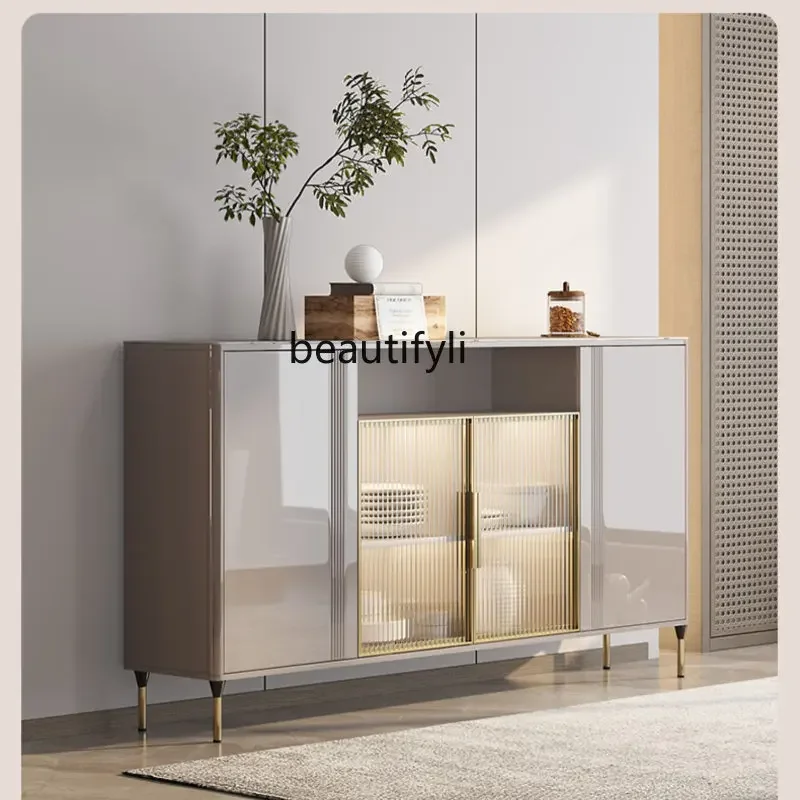 ss 8617  Stone Plate Light Luxury Ultra-Thin Meal Side Cabinet Modern Simple Narrow Floor Storage Cabinet Side Cabinet Integrate