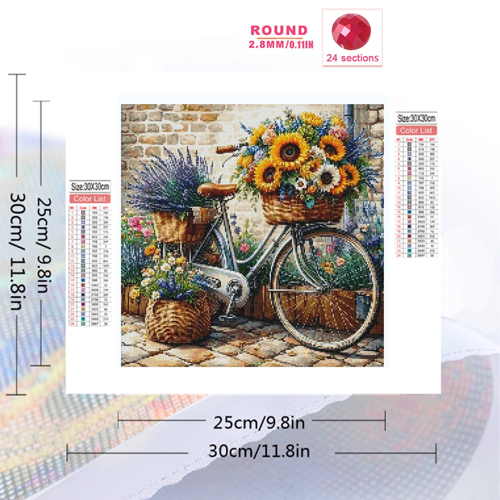Evershine 5D Diamond Painting Bicycle Scenery Full Square Round Mosaic Sunflower Rhinestones Embroidery Lavender Handmade Hobby