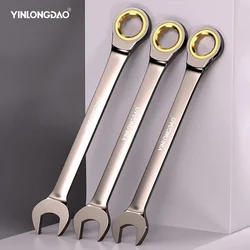 1Pcs Golden Ratchet Wrenches Universal Key Wrench Flexible Torque Spanners for Car Repair Tools Metric Hand Tool Multi Anti Slip