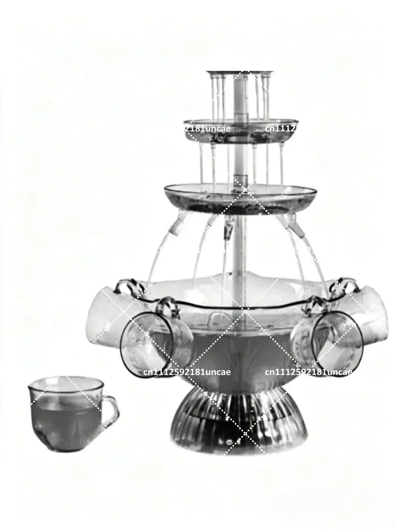 5-Tier Decorative Glass Wine Fountain for Party Tasting Red Wine Tower Stand Clear Crystal Home Decor Kitchen Dining Table