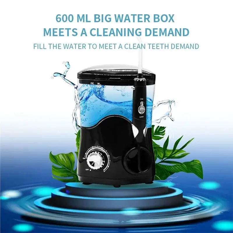 A38T-Water Flosser 600ML Professional Teeth Whitening Portable Flosser With 7 Nozzles For Implants Gum Care Portable EU Plug