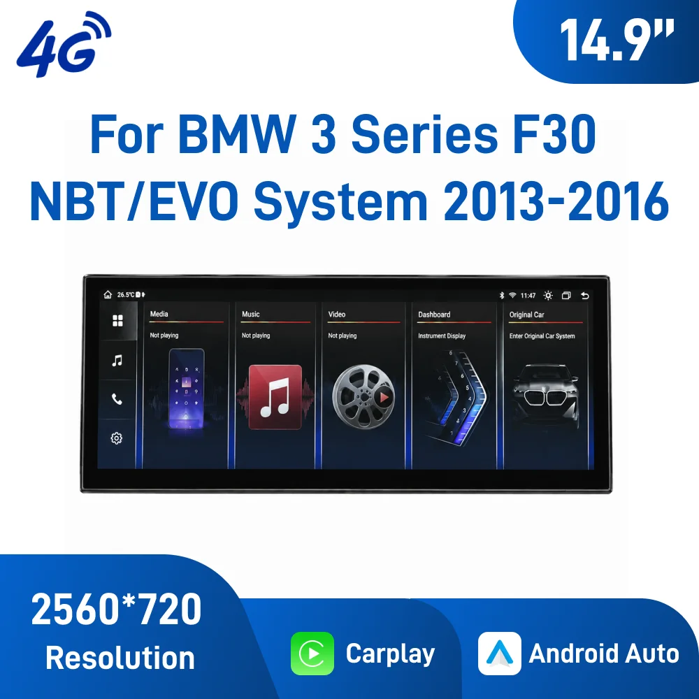 14.9 Inch Android Car Navigation For BMW 3 Series F30 2013-2016 NBT/EVO Wireless CarPlay Multi-Satellite GPS IGO Google Map
