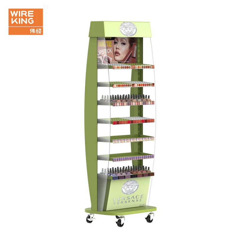 Custom Factory Custom Makeup Display Stand mit Rädern Rotierendes Display Rack Hautpflege Lippenstift Regal Beauty Store Display Stand