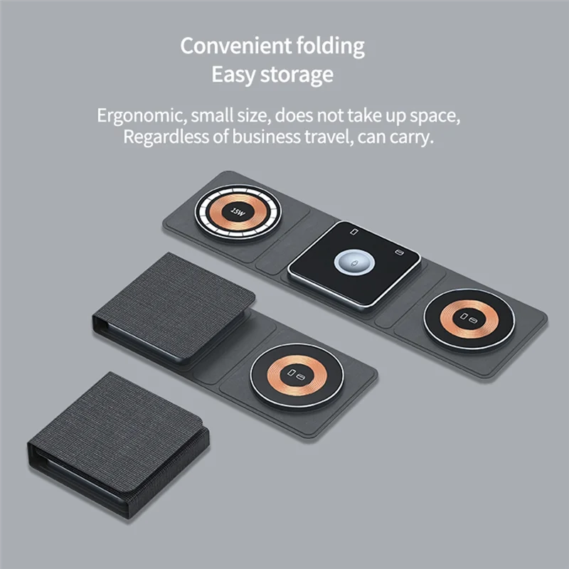 

A98Z 3-In-One Foldable Wireless Charger Pad For Iphone/Iwatch/ Magnetic Foldable 3 In 1 Wireless Charging Station Easy To