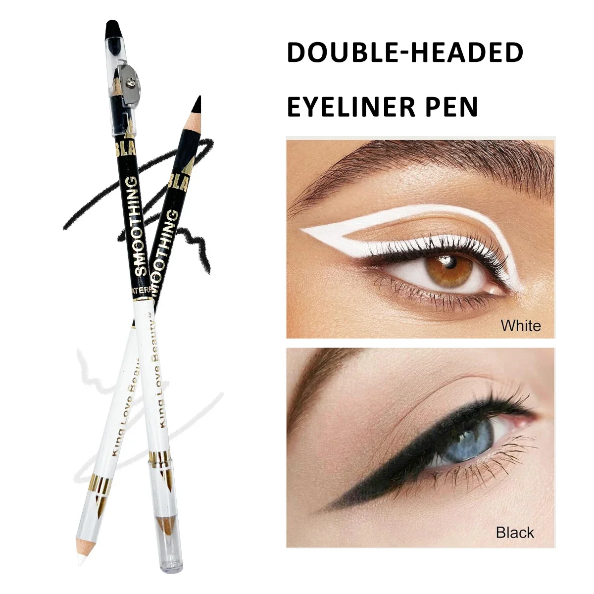 Lápiz delineador de ojos de doble cabeza de 12 piezas resistente al agua, a prueba de sudor, suave, duradero, sin manchas, esencial para principiantes