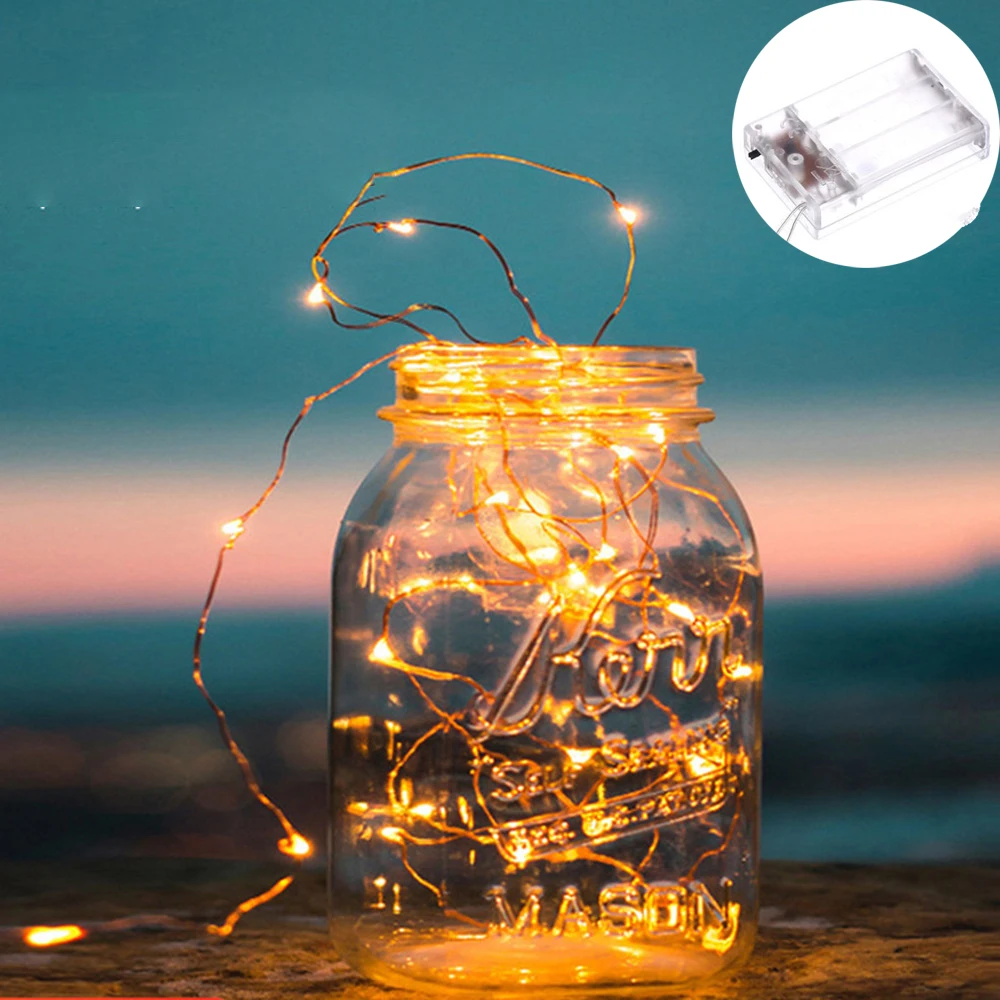 LED Fairy Lights Battery Powered Silver Wire String Lights for Garden Wedding Birthday Christmas Decoration 1/2/5/10M
