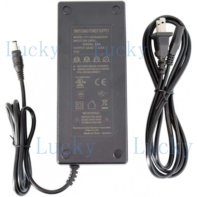 f   48V for Li-ion Battery Charger 5.5x2.1mm Plug 54.6V 2A 13S