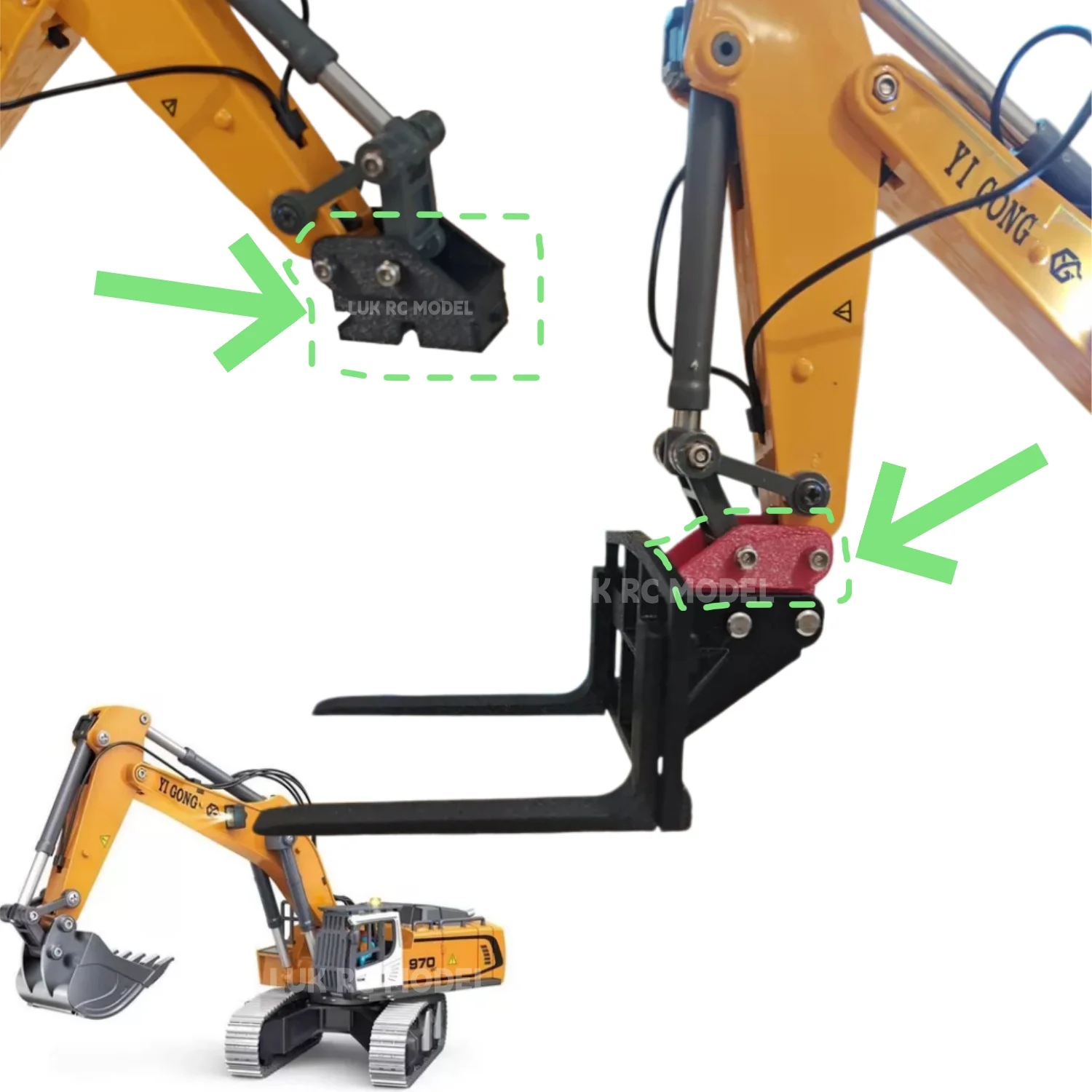 1/50 Quick Coupler for Yigong Attachments Accessories YG 970 Excavator Model RC 520 Digger DIY Parts 3D Print