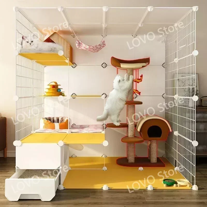 Maison de luxe pour animaux  compagnie avec cadre d'escala, chats d'intérieur, salon, balcon, villa