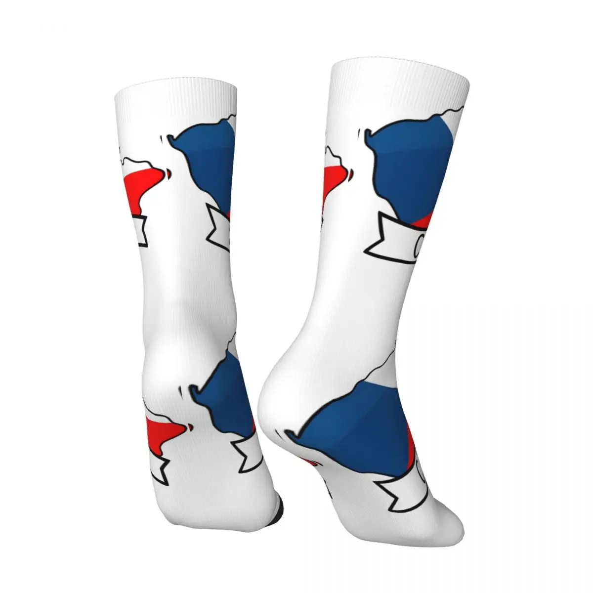 Vintage Czechia Map Sticker Sticker 2024 Men's compression Socks Unisex Europe Harajuku Pattern Printed Novelty Crew Sock