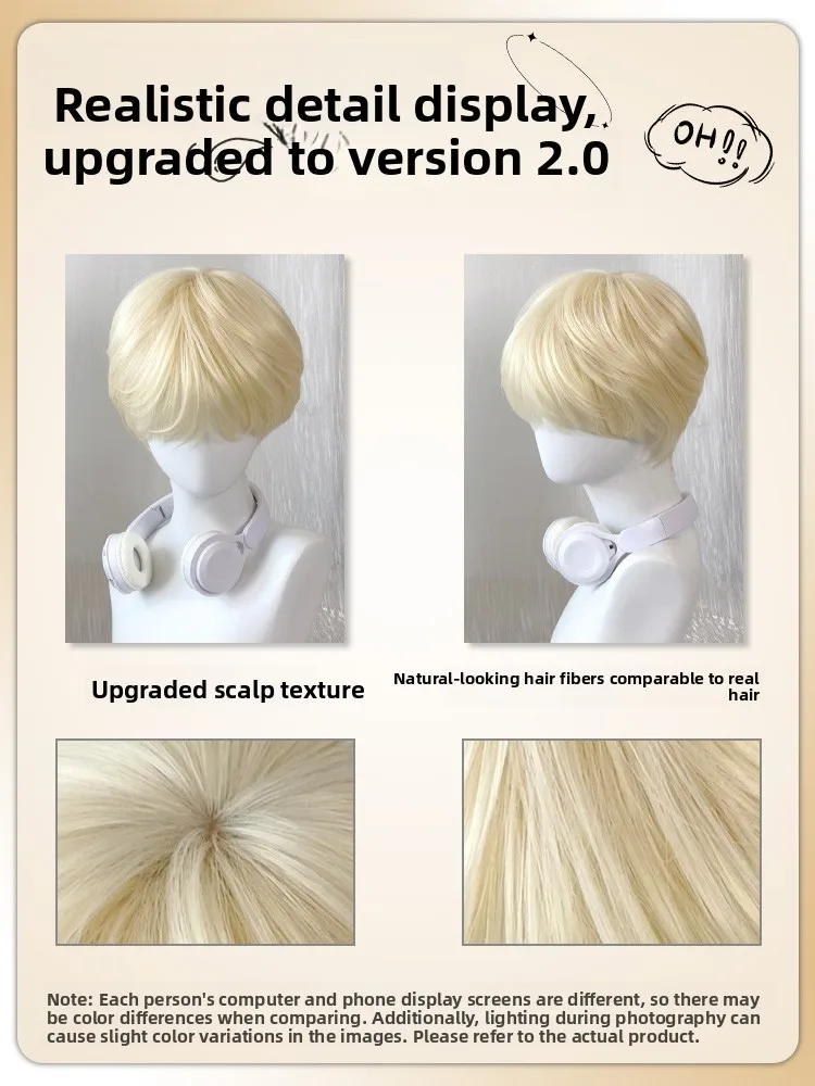 ホワイトゴールド-ショートヘア-メンズウィッグ-シミュレーション-アニメスタイル-多様なシナリオに適しています-軽量で快適なフルヘッドカバー