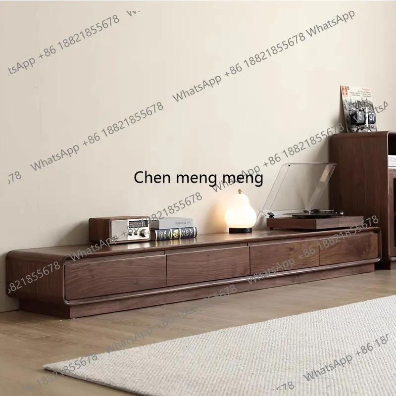 

North American Black Walnut TV Cabinet Nordic Coffee Table Set Storage Living Room Cabinet