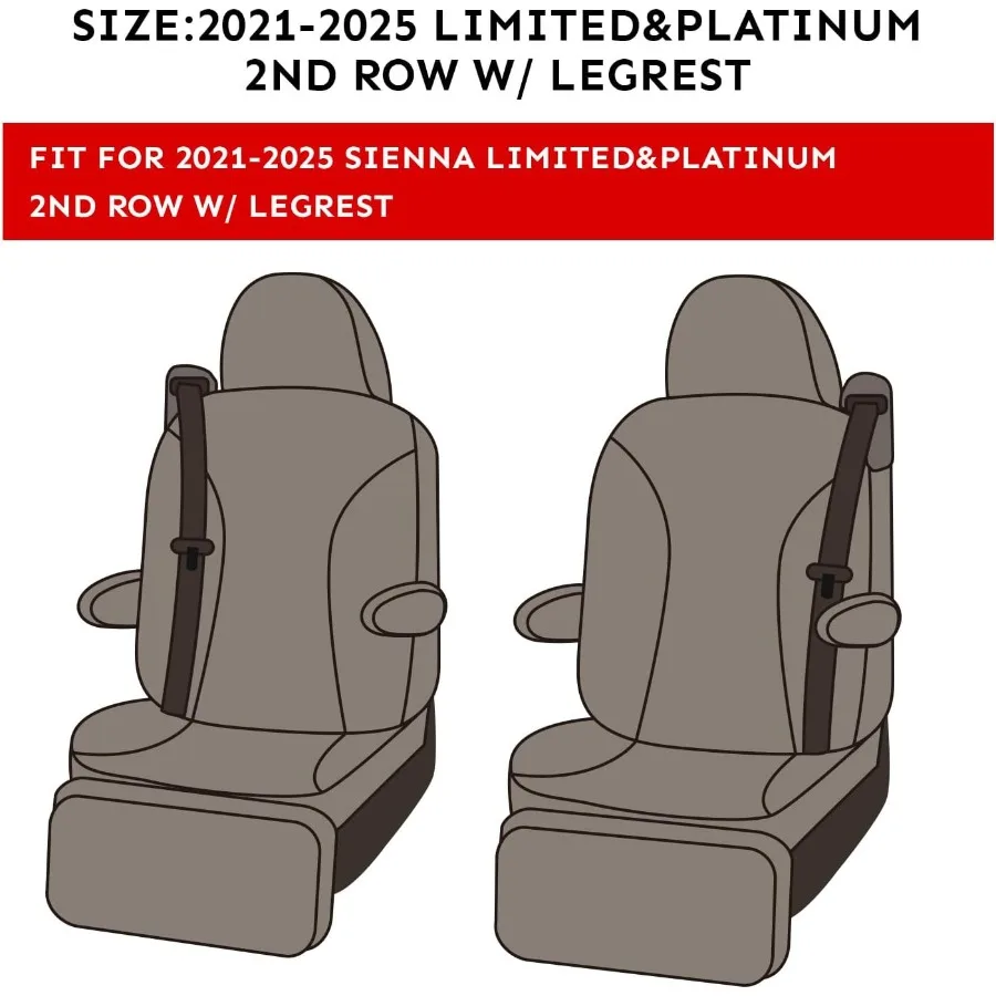 Custom Fit Car Seat Covers for 20212025  Sienna Limited and Platinum Models with 7 Seats Including 2nd Row Captain Seats Featur