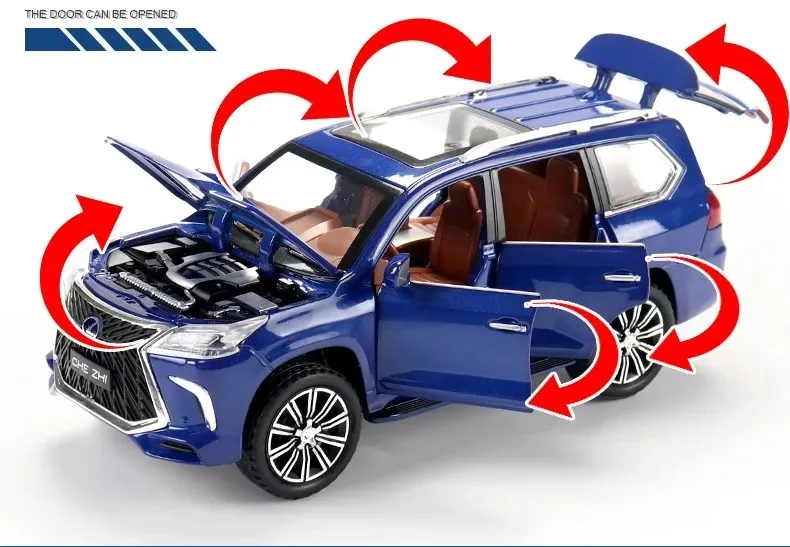1/24 Lexus LX570 SUV Sport Diecast Toy Car Model pojazdu Pull Back Sound & Light Door Openable Collection Prezent dla dzieci i młodzieży