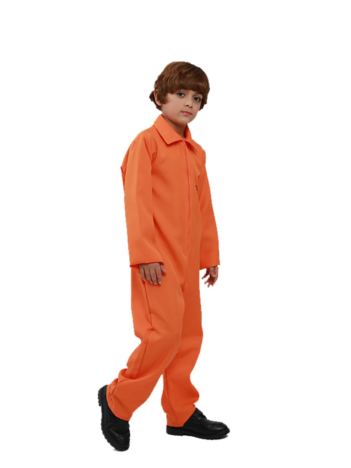 Child Got Busted Prisoner Convict Halloween Costume Orange Jailbird Jumpsuit for Party Dress Up Outfits