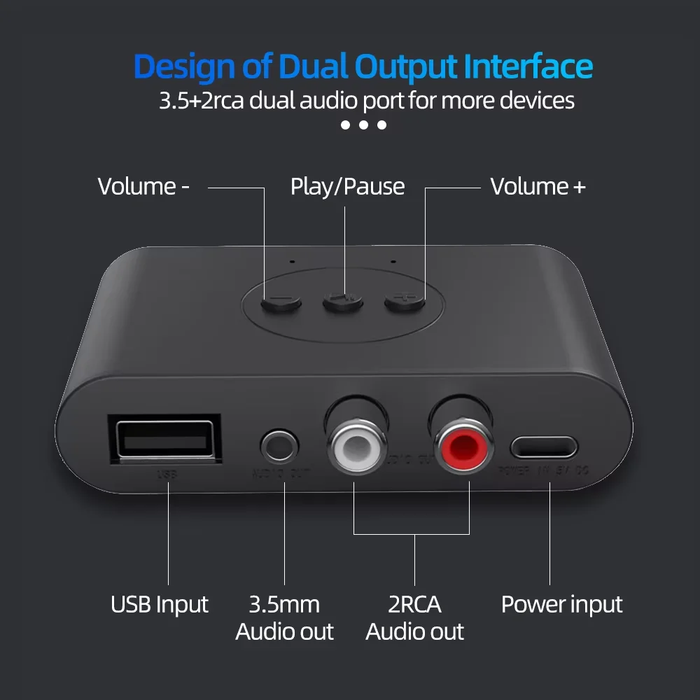 NFC Bluetooth 5.3 Audio Receiver 3.5mm AUX RCA Stereo Music Wireless Adapter Support U-Disk Play For Car Kit Speaker Amplifier