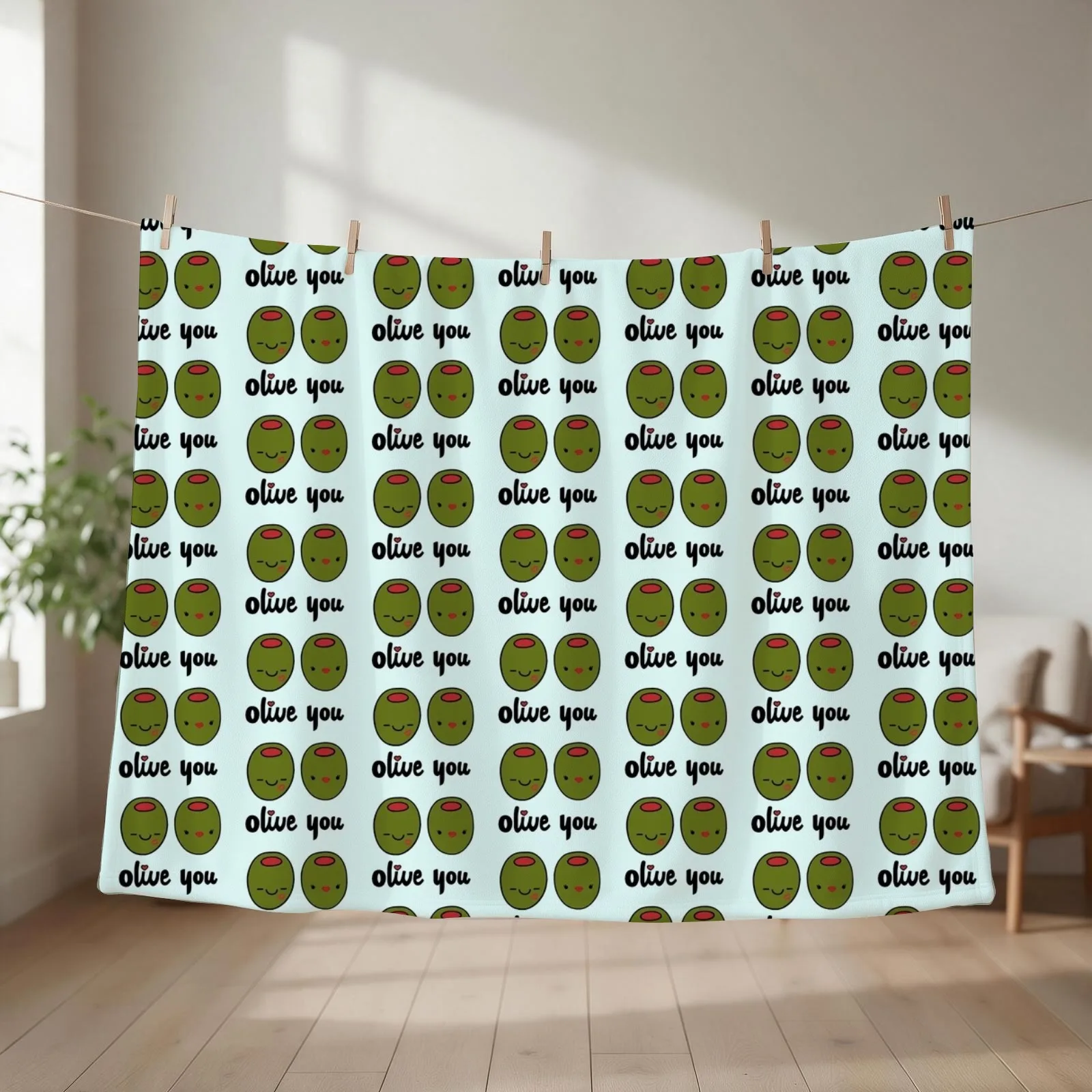 Olive You Throw Blanket Beach Quilt Picnic wednesday Blankets